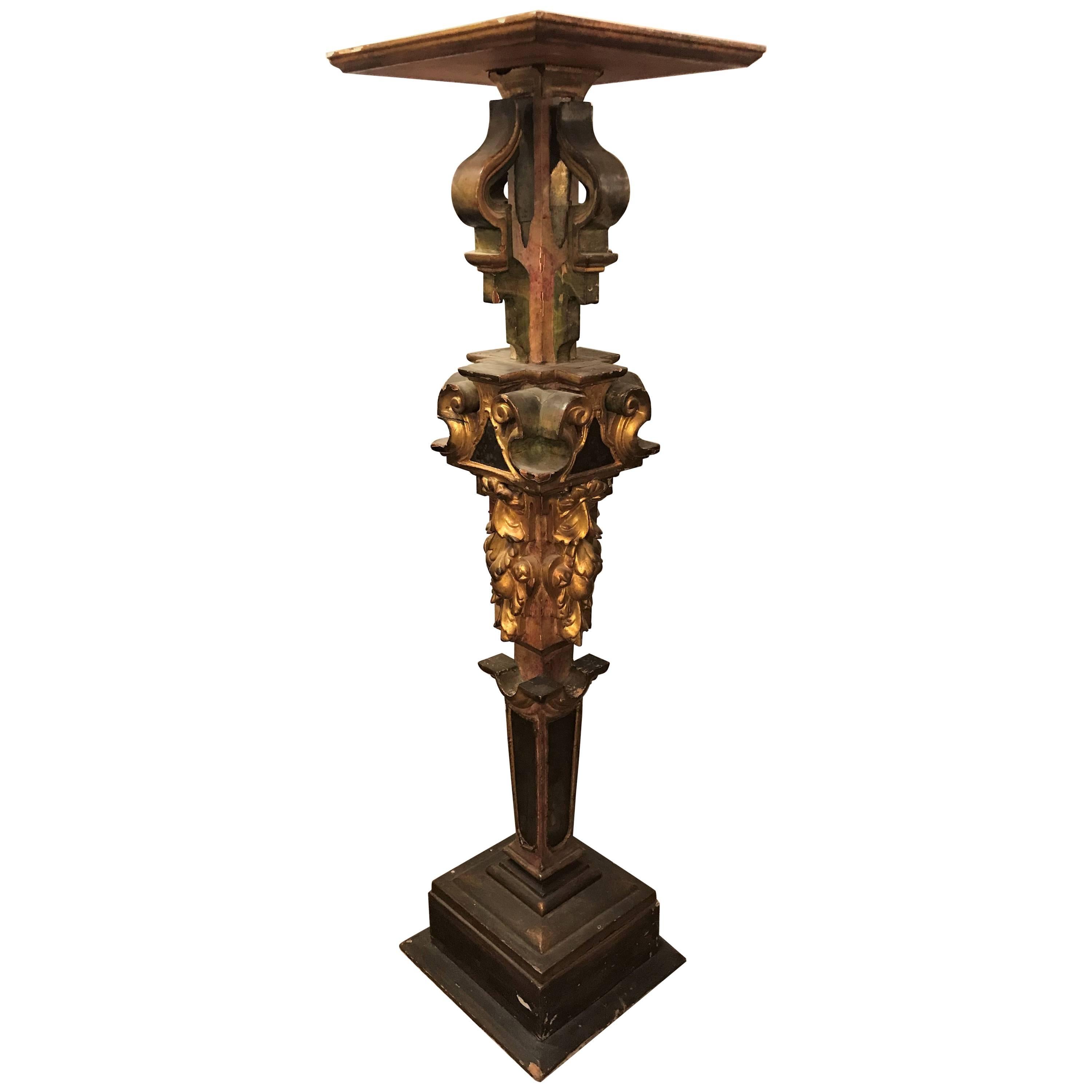 Continental Italian Gilt Distressed Continental Pedestal For Sale