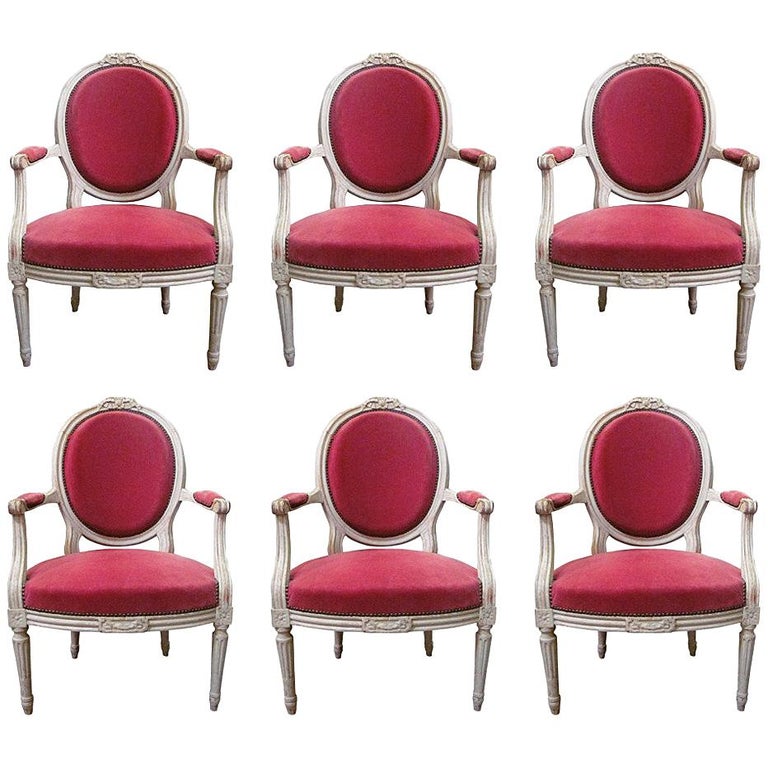 Louis XVI–Style Fauteuils, ca. 1850, offered by Embree & Lake Antiques Inc.