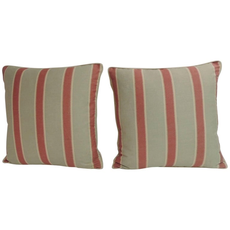 CLOSE OUT SALE Pair Of Red And Green Bennison Stripe Fabric Inspiration Fabric For Decorative Pillows CLOSE OUT SALE Pair Of Red And Green Bennison Stripe Fabric Inspiration Fabric For Decorative Pillows