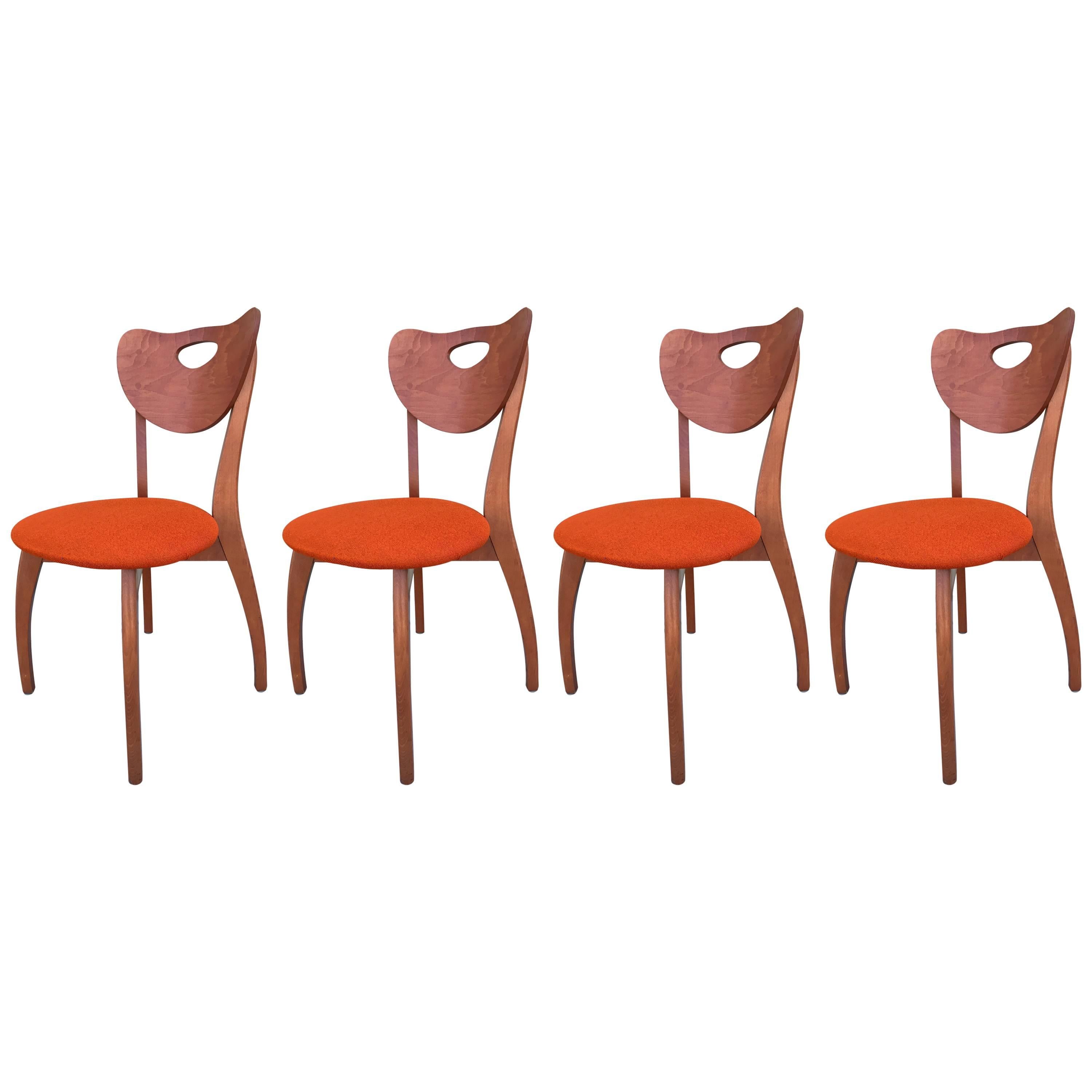 Set of Four Unusual Danish Modern Chairs