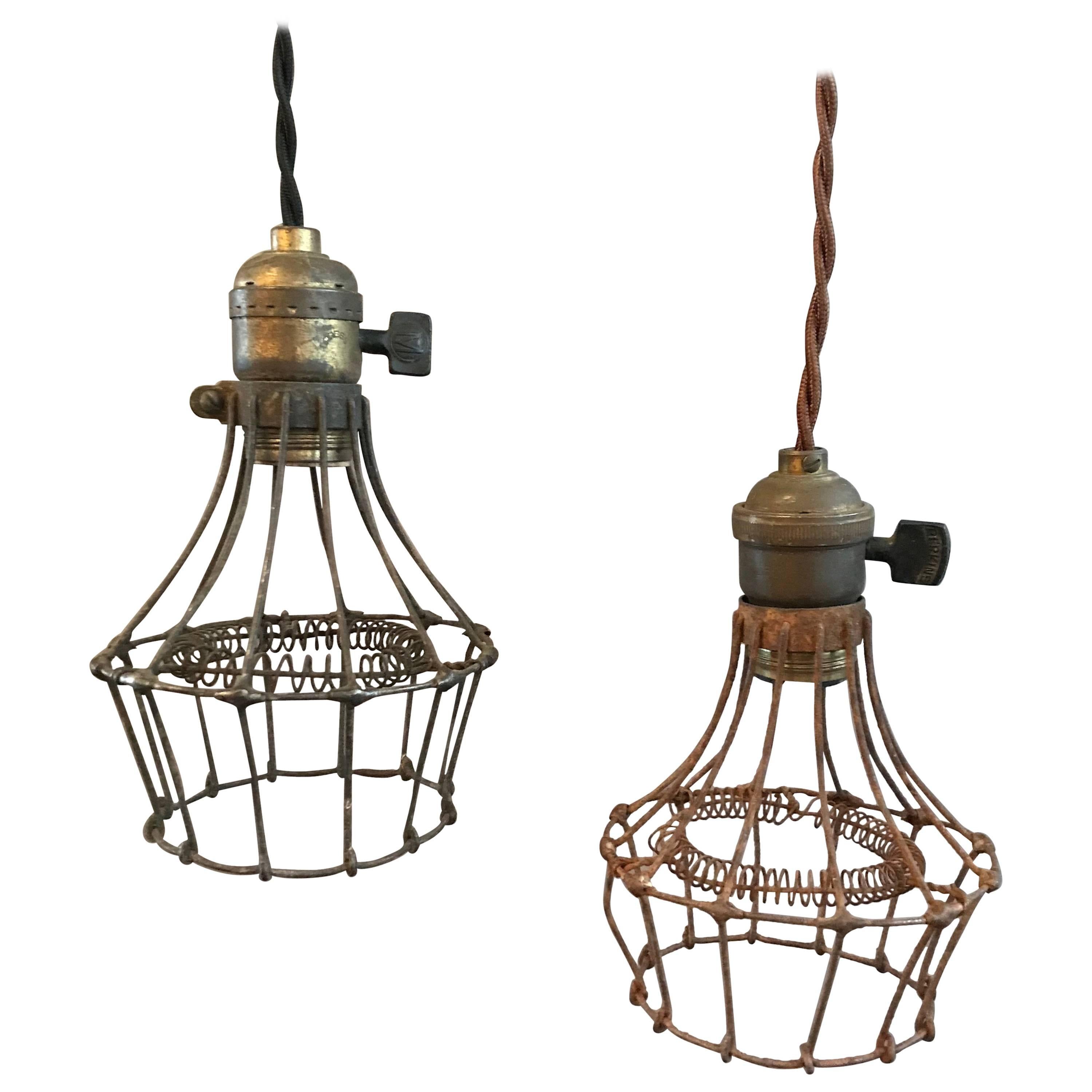 Industrial Steel Wire Cage Pendant Lights For Sale