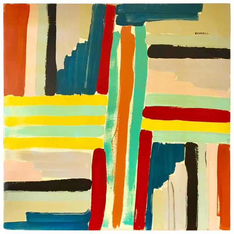 Richard Kendall Vintage 1980s Abstract Oil Painting Midcentury Art at