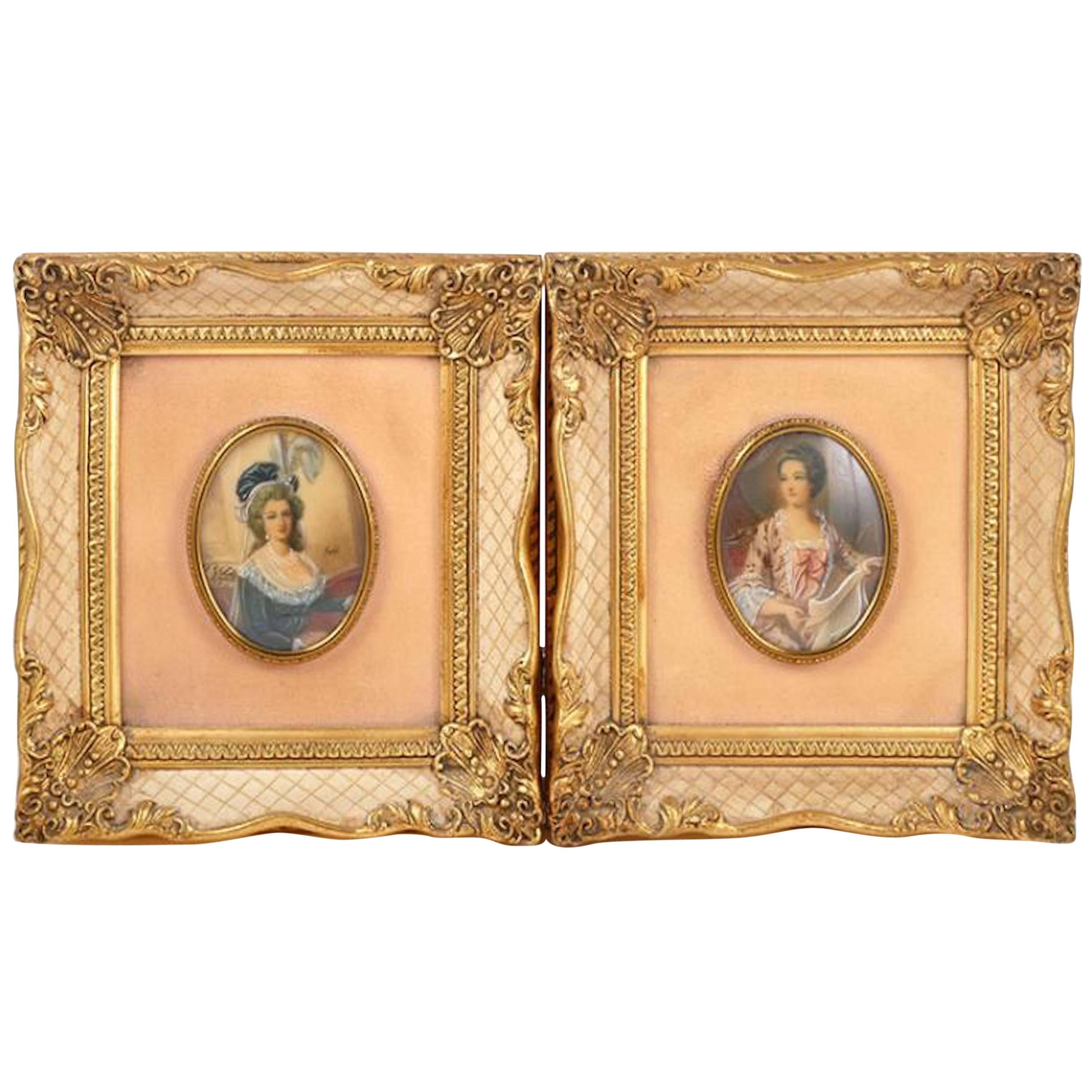 Two 19th Century Miniature Signed Hand-Painted Portraits