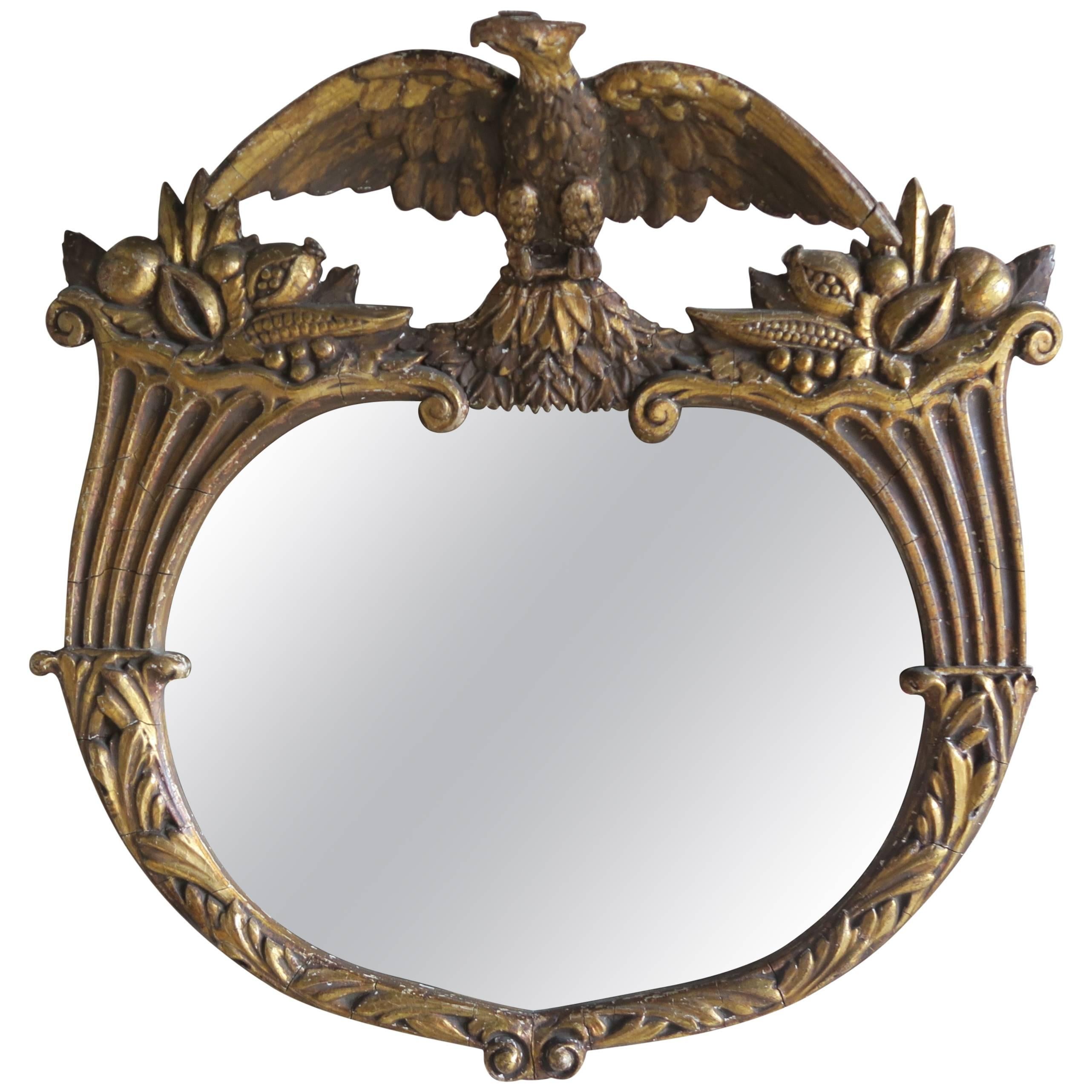 19th Century, 22-Karat Gilt Wood Federal Style Mirror