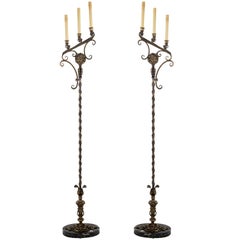 Pair of Neoclassical Candelabra Floor Lamps