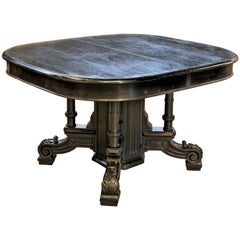Ebonized Black Napoleon III Table with Four Extensions