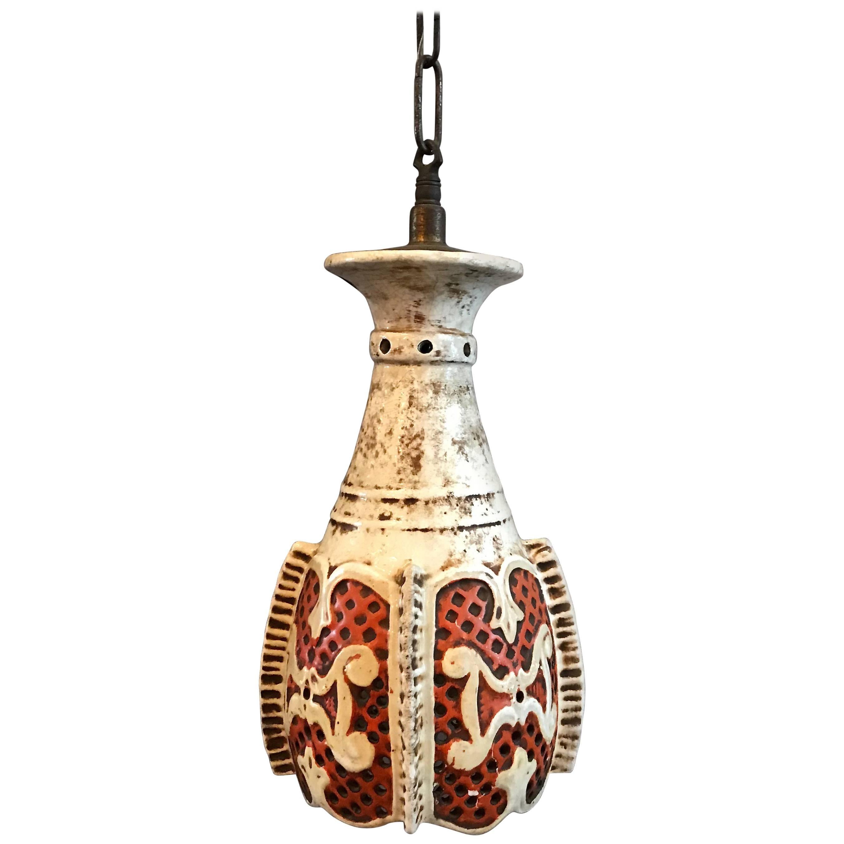 Midcentury Moorish Ceramic Pendant Light