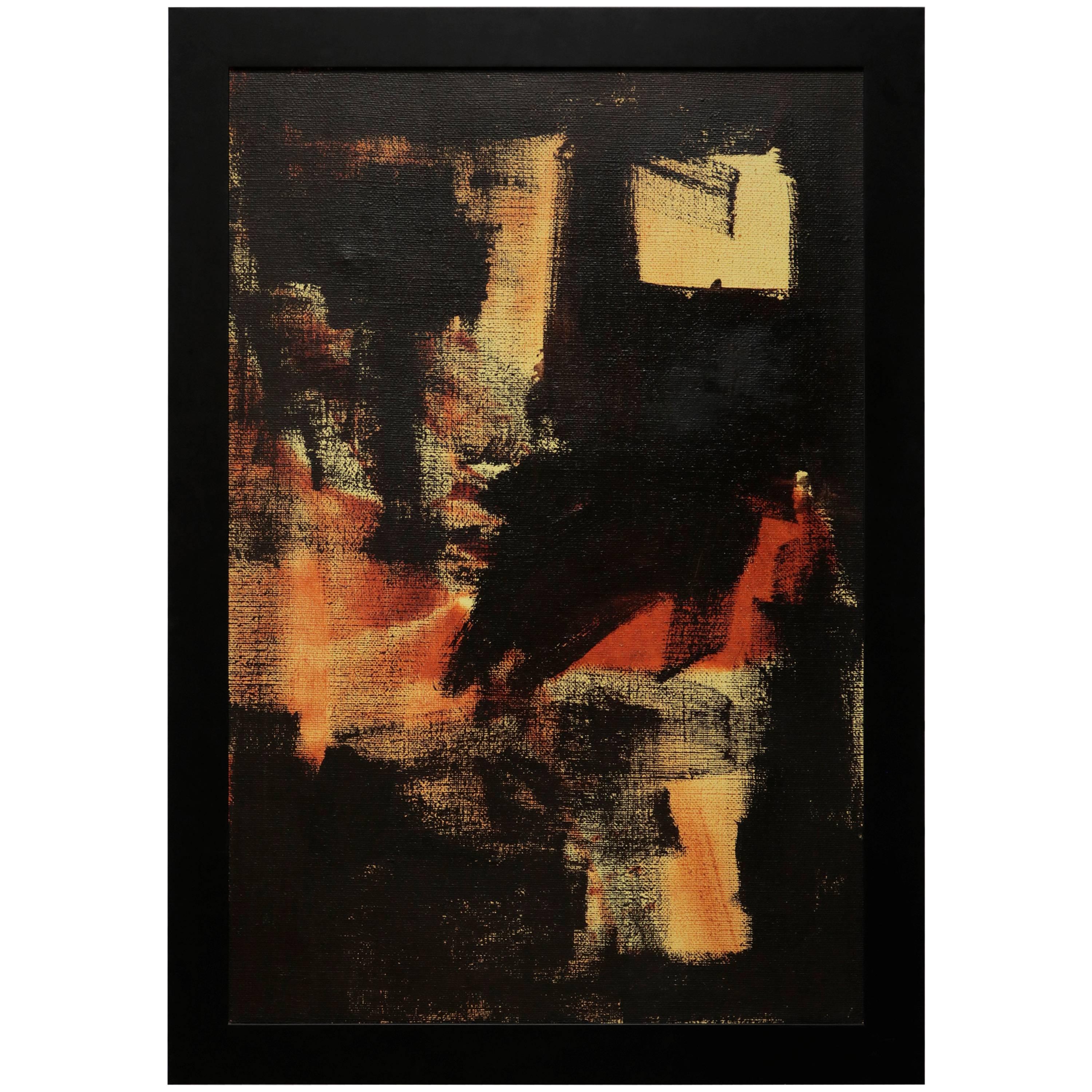Moody Expressionist Oil Painting in Orange, Yellow and Black