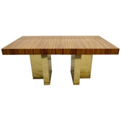 Milo Baughman Brass and Exotic Brazilian Rosewood Dining Table for Thayer Coggin