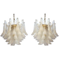 Pair of Murano Art Glass Chandeliers, Mint Condition