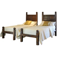 Oak Panelled Pair of Twin Beds, WP13
