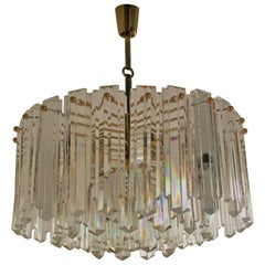 Large Mid -Century Chandelier by J.T.Kalmar, Gilt Brass and Glass, circa 1960s