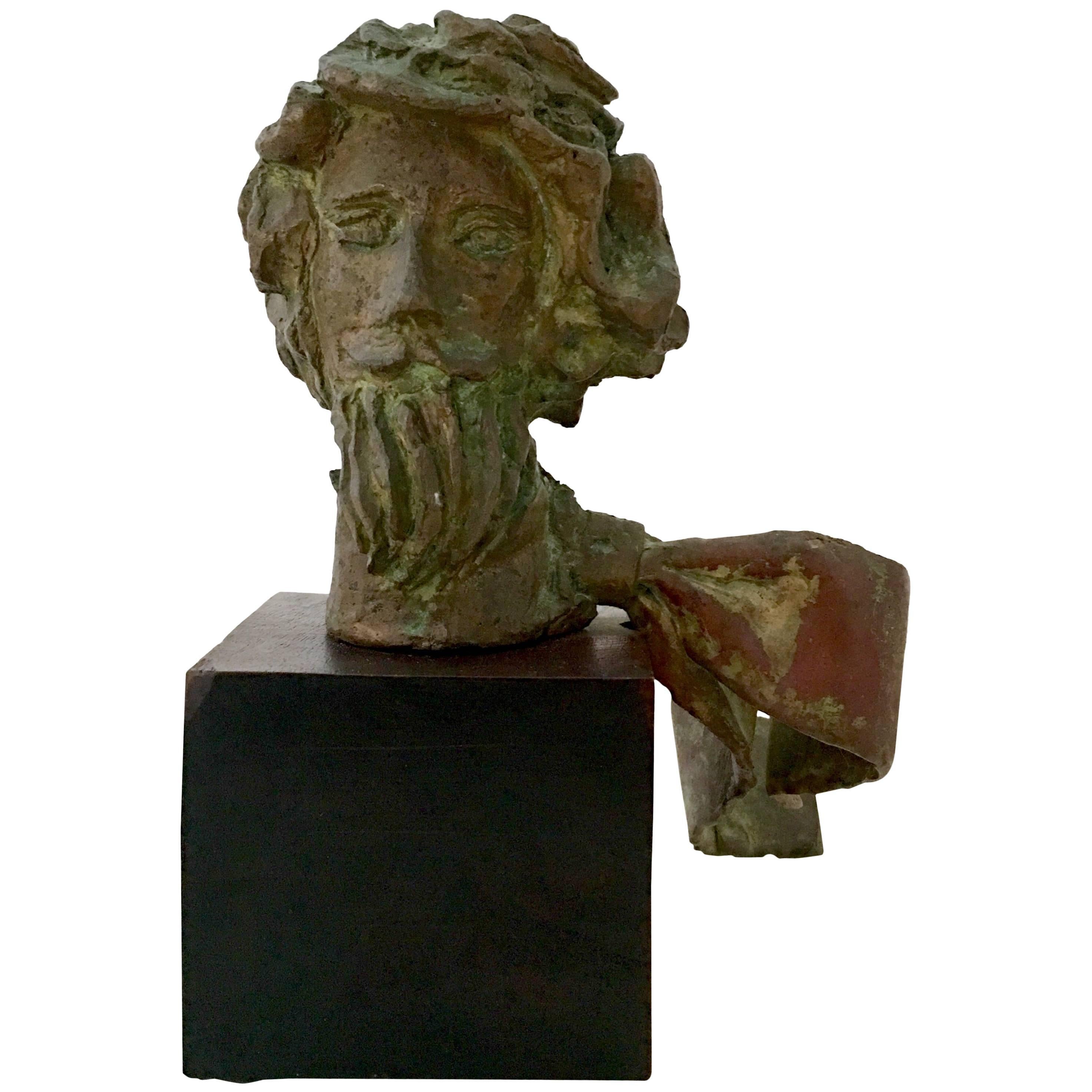 Mid-20th Century American Bronze Male Bust Sculpture By, David Adickes