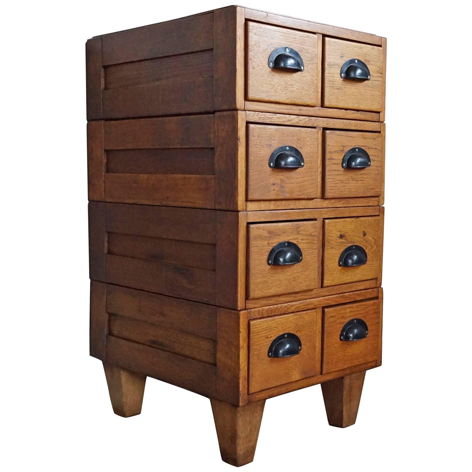 Early 20h Century Small Chest of Drawers / Art Deco Era Oak Filing Cabinet