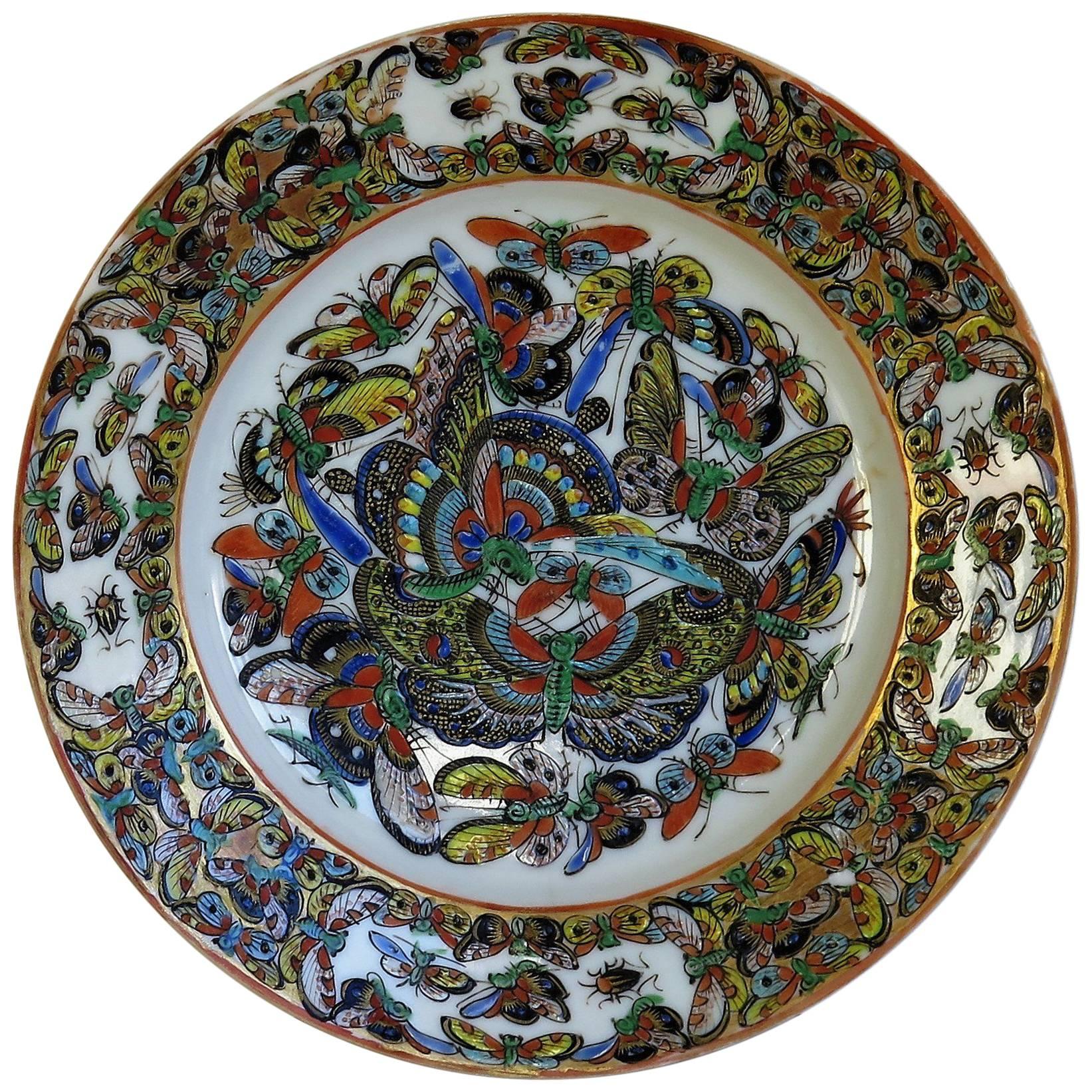 Chinese Export Porcelain Plate Butterfly Pattern, Qing Early 19th Century