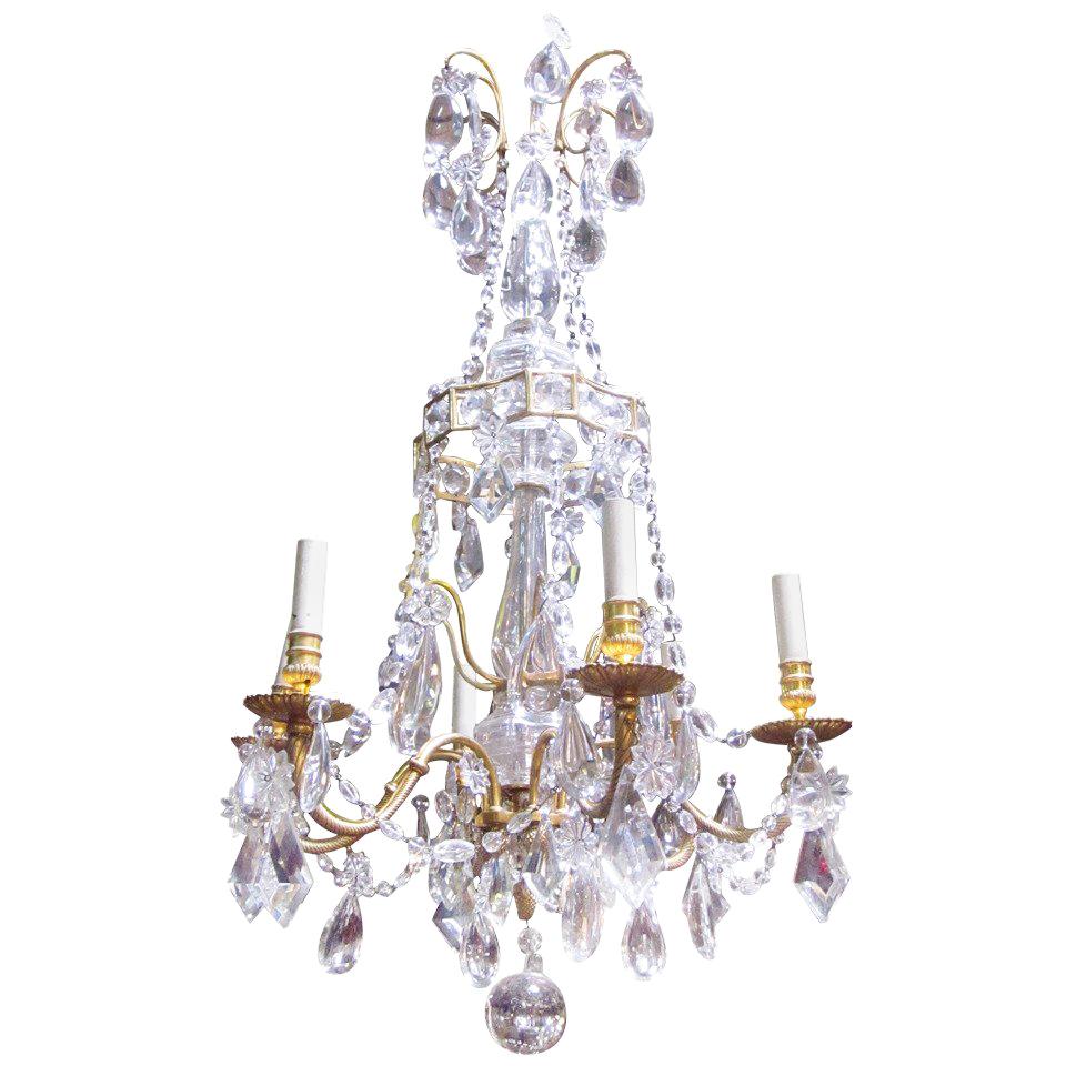 French 19th Century Louis XVI Style Bronze Doré and Crystal Chandelier