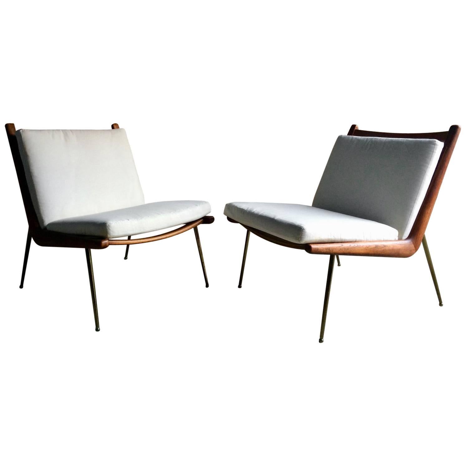 Boomerang Chairs France & Son Pair of Peter Hvidt & Orla Mølgaard Nielsen, 1950s