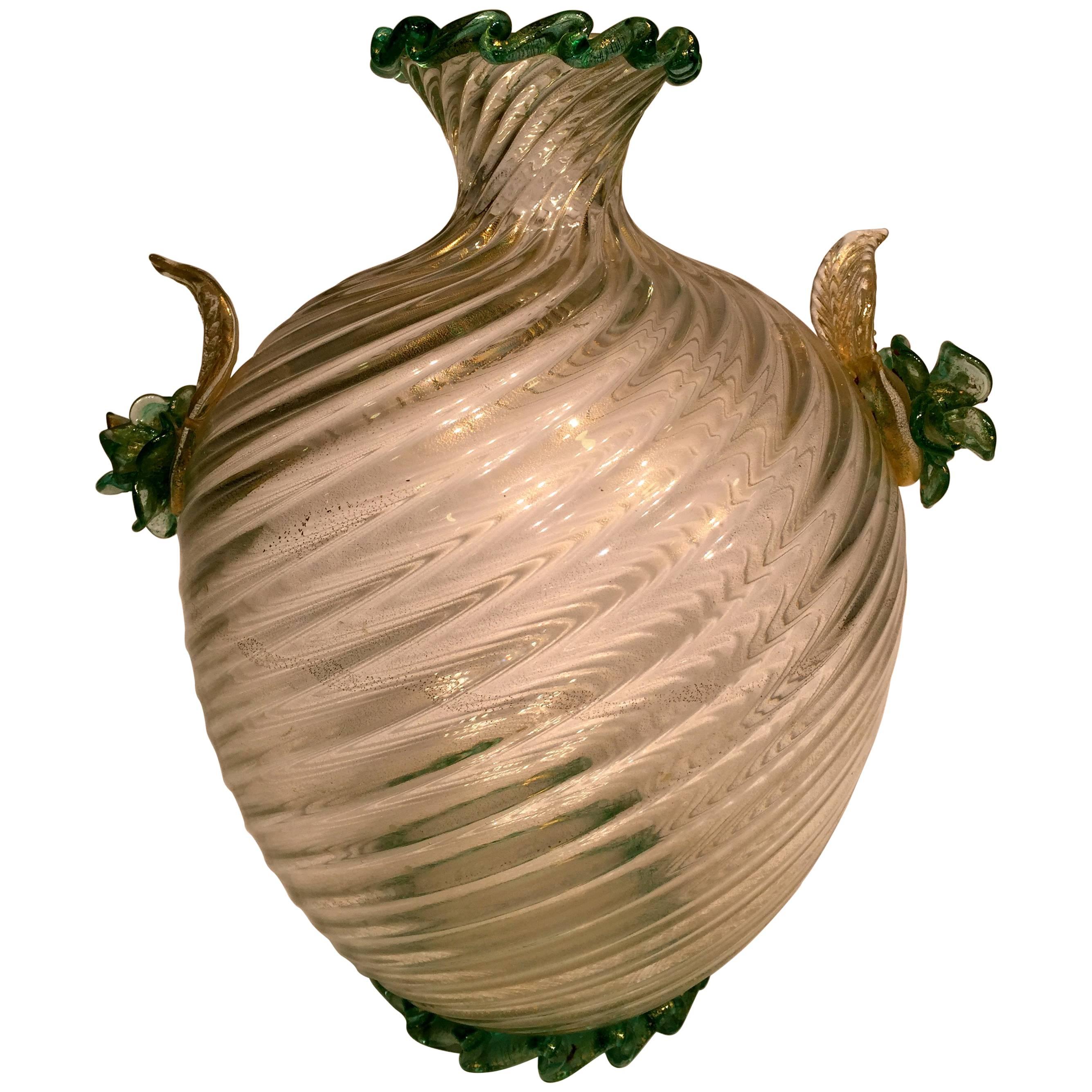 ERCOLE BAROVIER Large Artistic Blown Glass of Murano Vase, circa 1950 For Sale