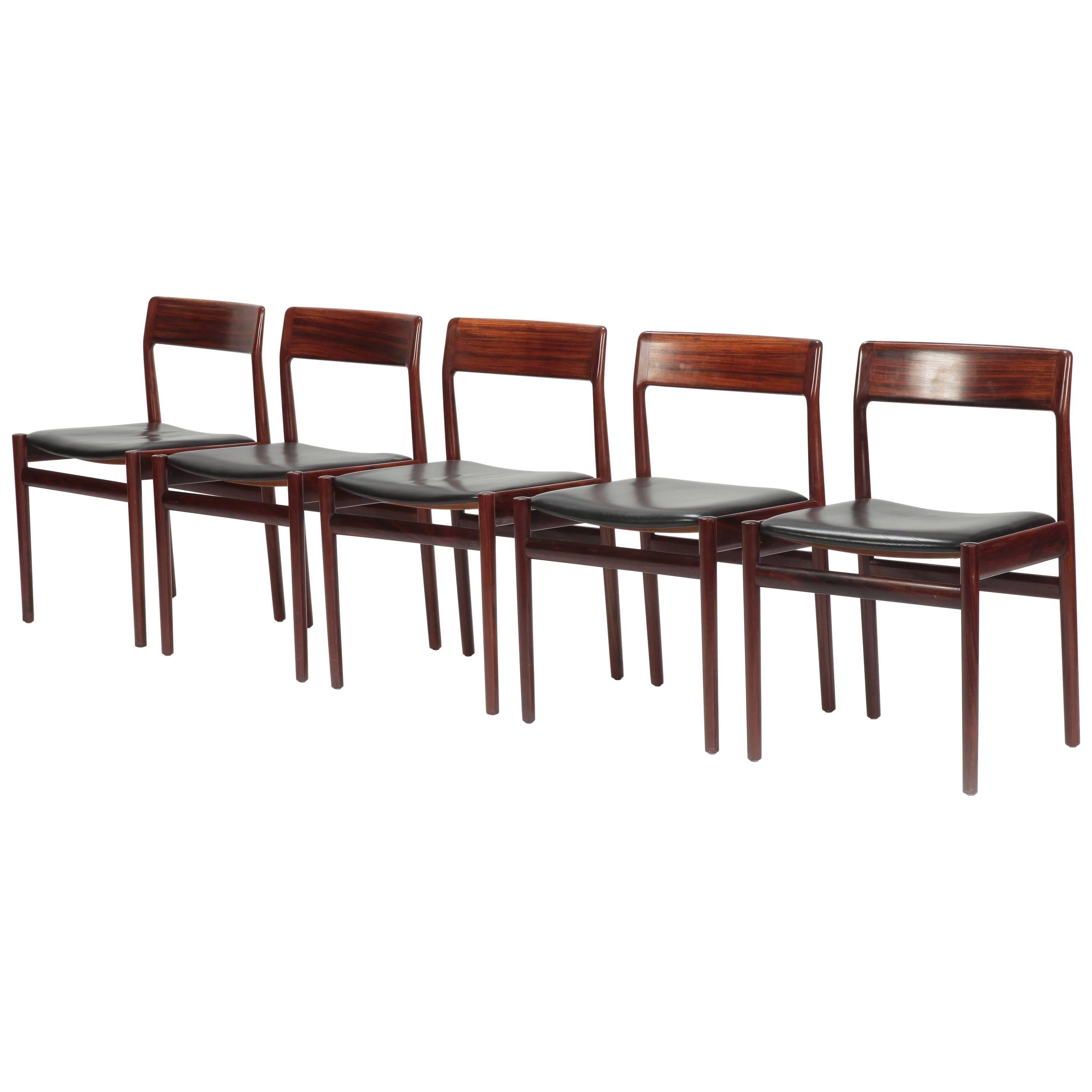 5 Johannes Norgaard Rosewood Chairs, 1960s