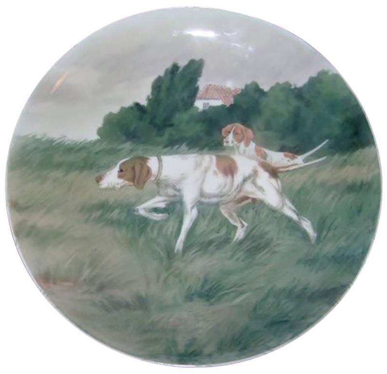 Bing & Grondahl Unique Wall Plate with Hunting Dogs "Pointers" For Sale