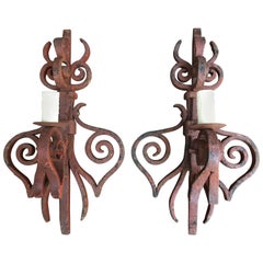 Early 19th Century French Hand-Wrought Iron Sconces