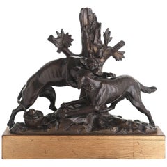 18th Century Bronze Sculpture of Two Fighting Dogs, Naturalistically Modeled