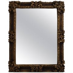 Antique Spanish Colonial Gilt and Painted Mirror Frame, 19th Century