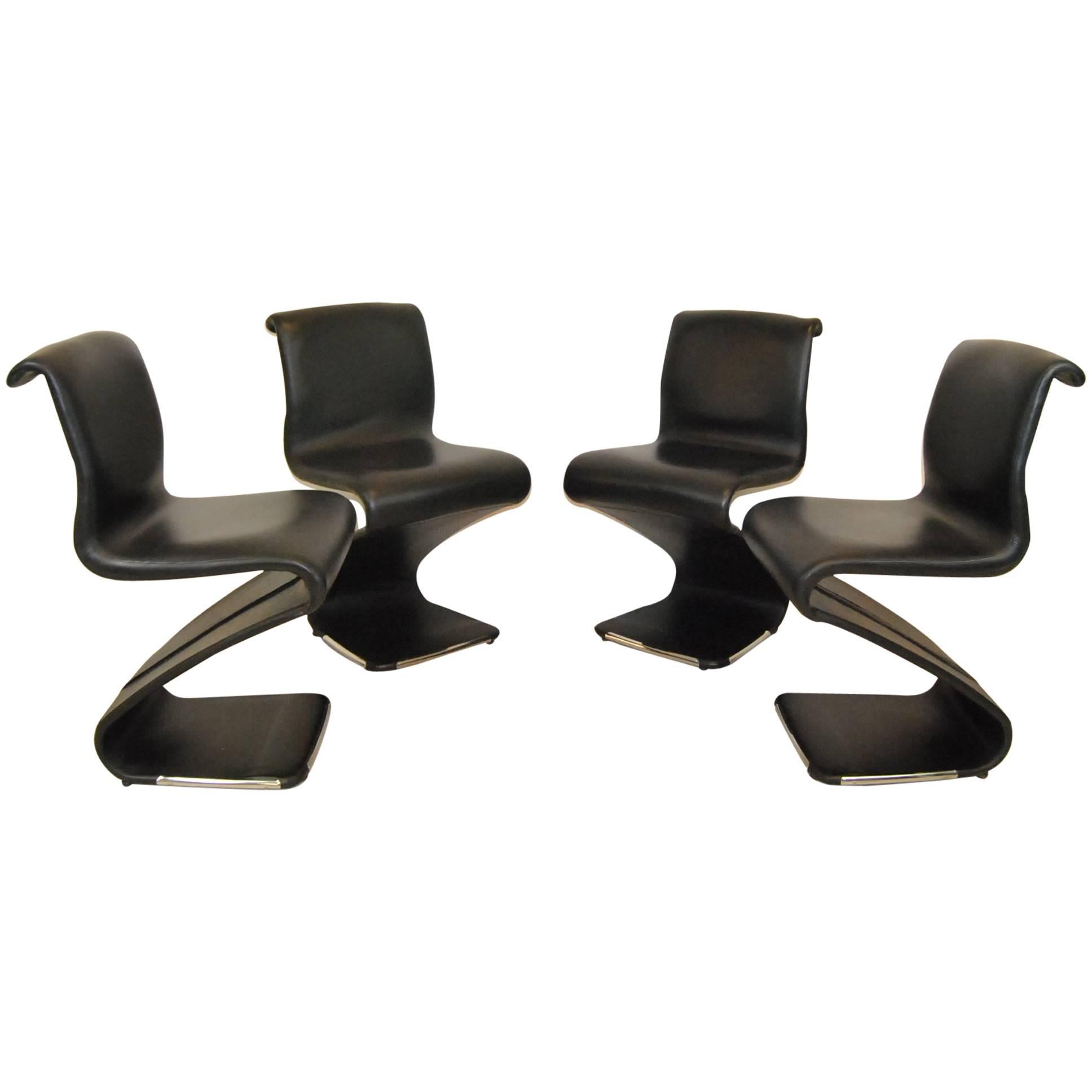 Set of Four "Z" Chairs by Gastone Rinaldi for Rima