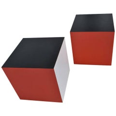 Pair of Midcentury Cube End Tables in the Manner of Verner Panton