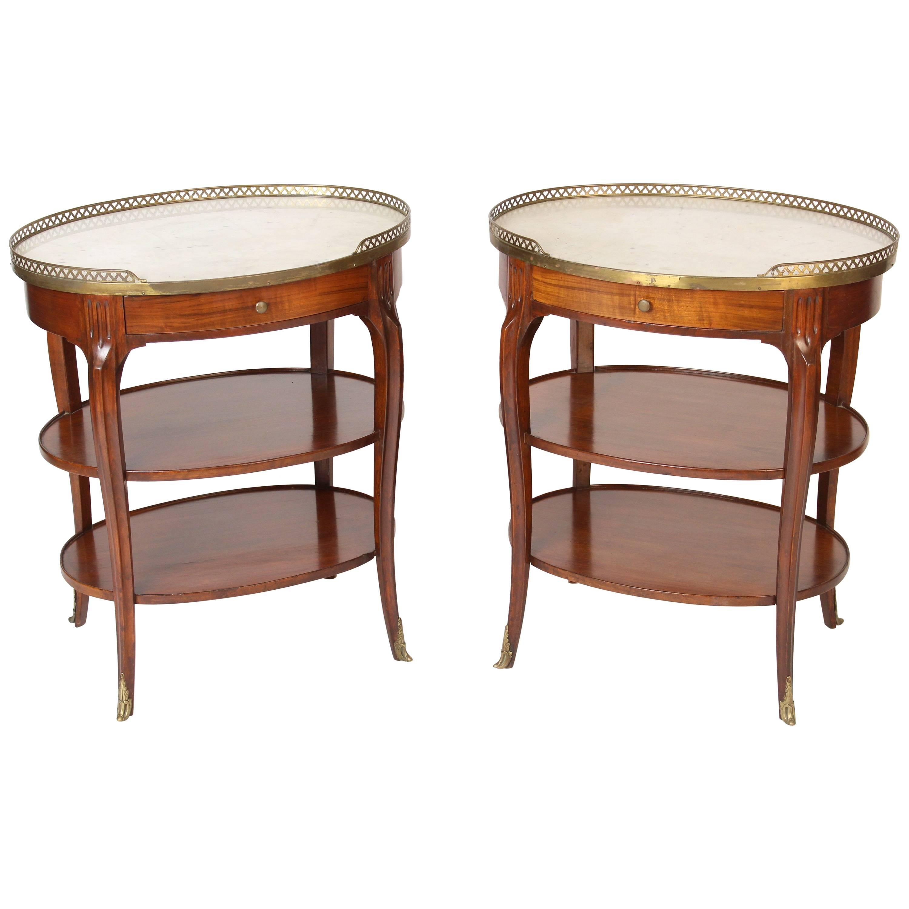 Pair of Louis XV Style Marble-Top Occasional Tables