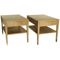 American of Martinsville Travertine Top Pickled Mahogany Tables