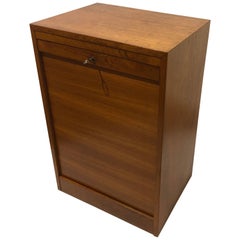 Danish Modern Tambour Door File Cabinet with Multi Drawer and Lock Key