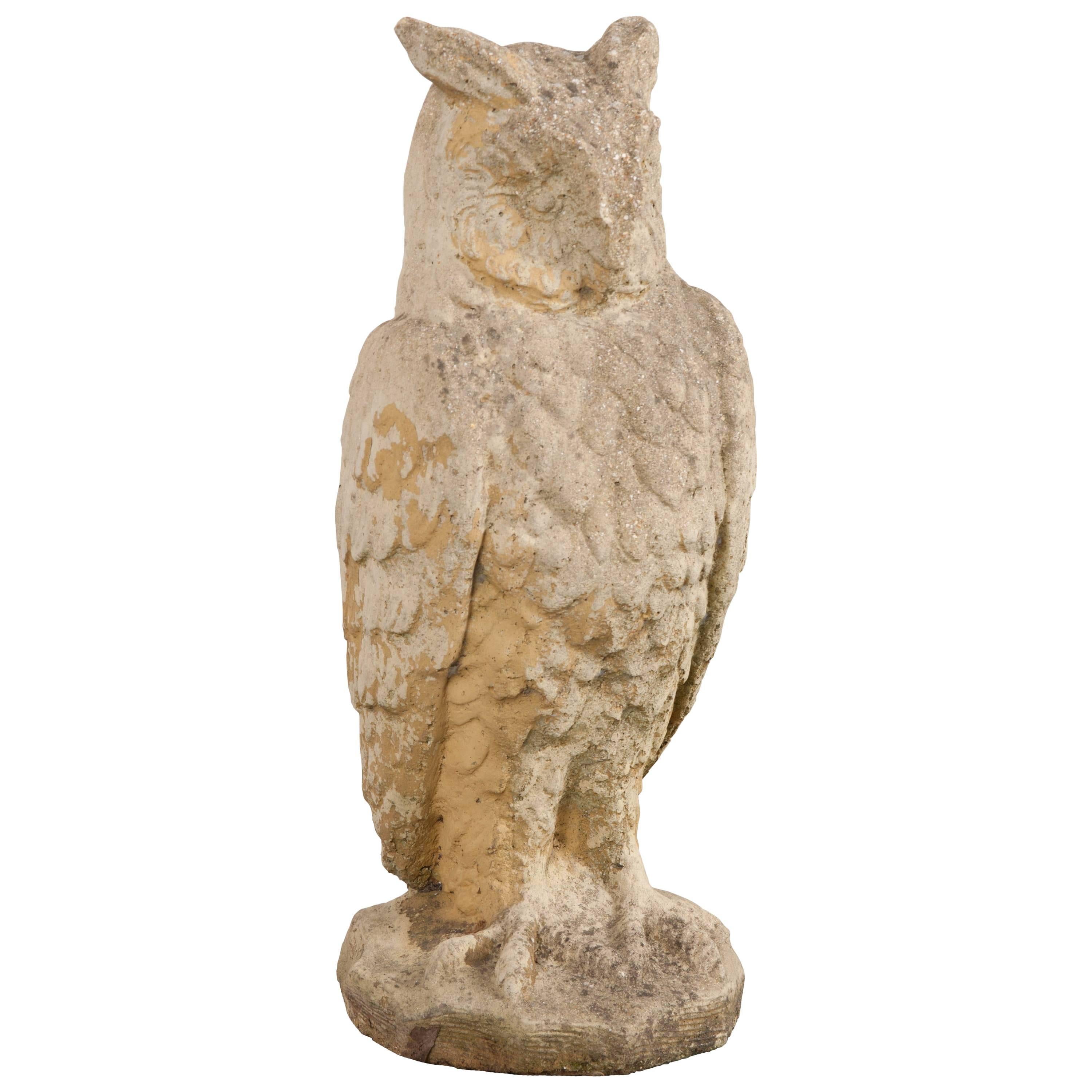 English Early 20th Century Stone Owl