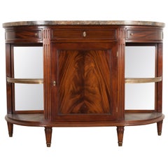 French Early 20th Century Marble-Top Demilune Mahogany Desserte