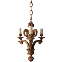 Small Giltwood Three-Light Chandelier