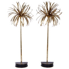 Pair of Midcentury Brass Palm Tree Floor Lamps