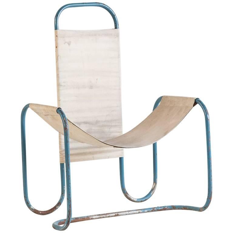 Blue Metal Bauhaus Sling Chair