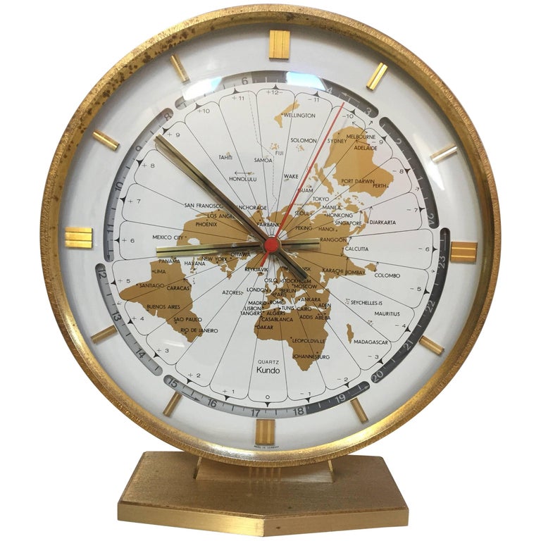 Modernist Desk World Clock Kundo by Kieninger and Obergfell West