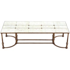 Wrought Iron French Églomisé Coffee Table Maison Baguès Style, 1940