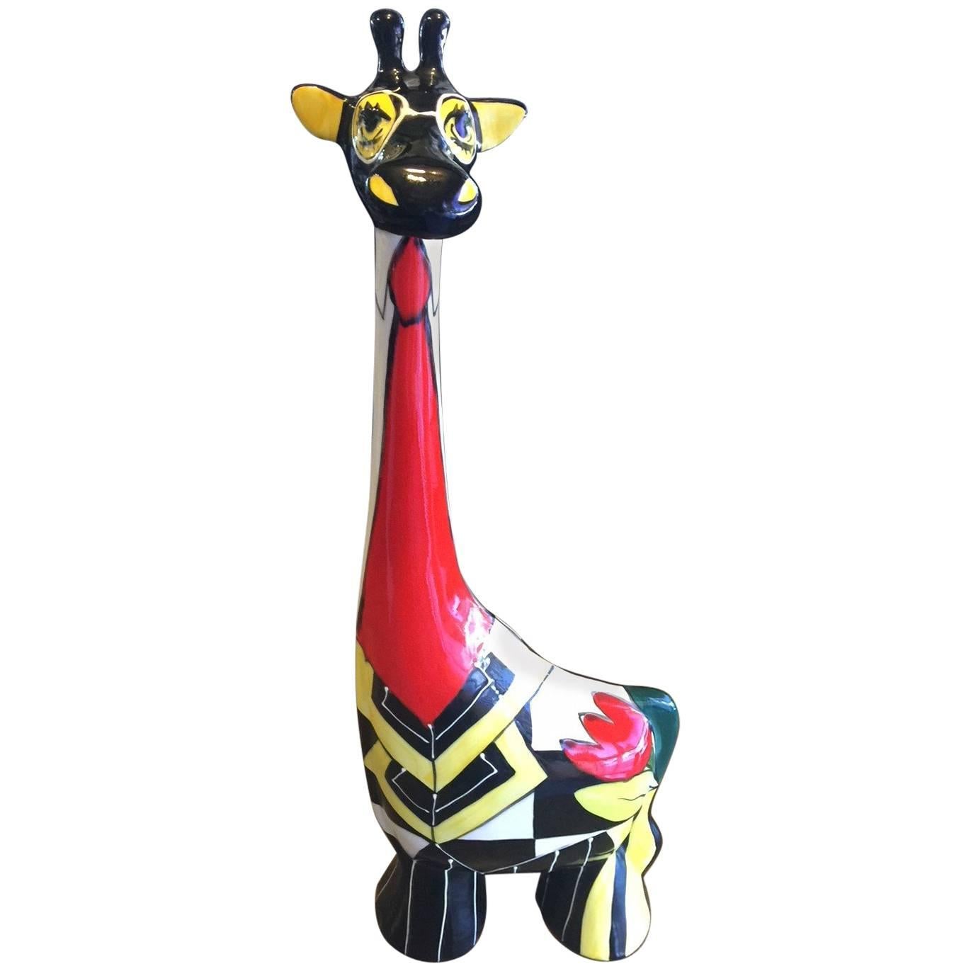 Colorful Ceramic Giraffe by Turov Art of Russia For Sale