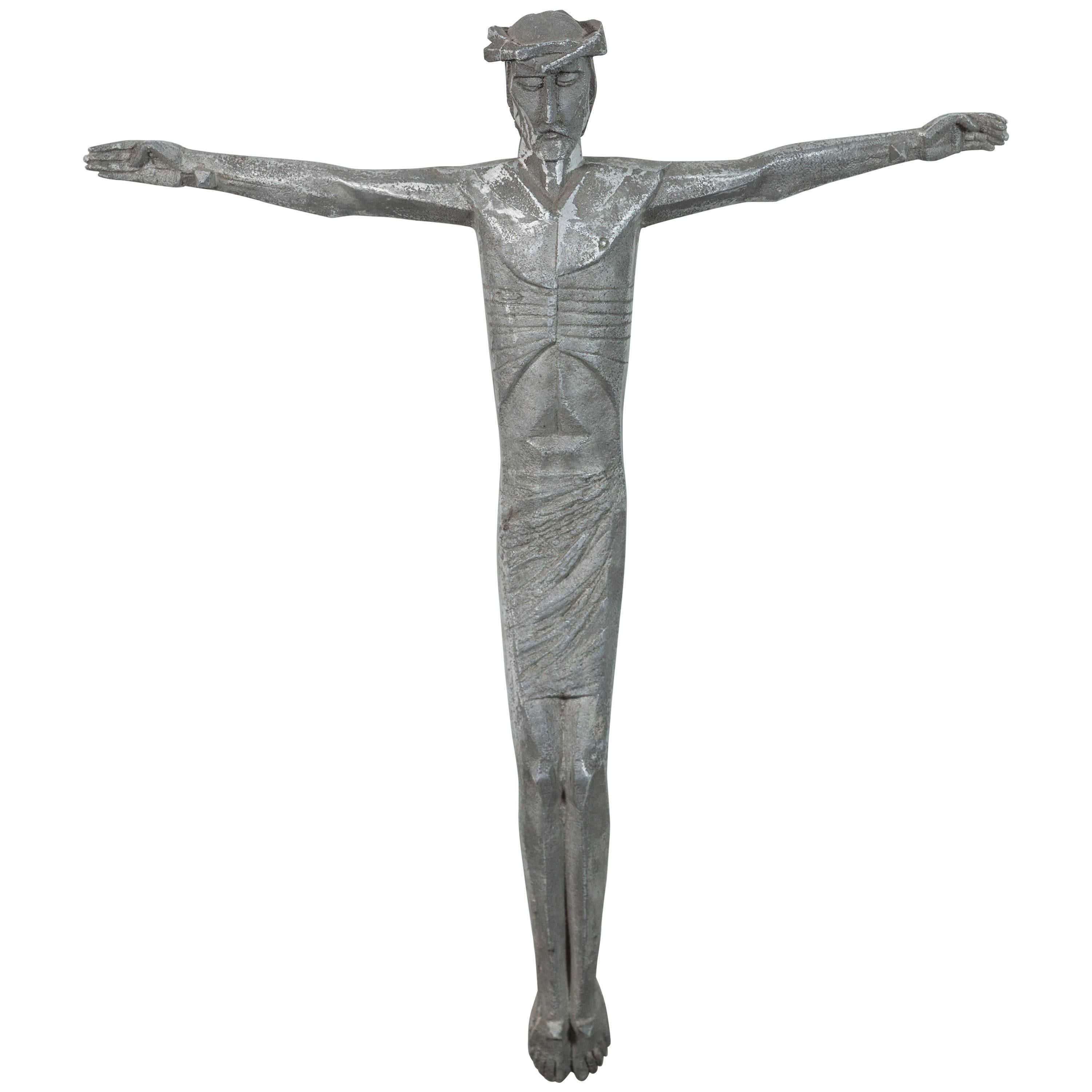 Abstract Cubist Iron American Church Crucifix For Sale