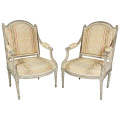 Coppia di Fauteuil dipinti Luigi XVI di Louis Claude Sene