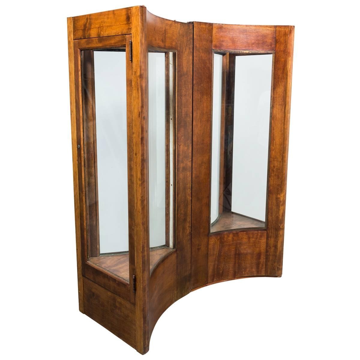 Early 20th Century Fort Worth Hotel Oak Display Case Pair
