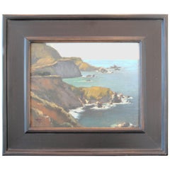 Used Brian Blood California Impressionist Ocean Big Sur Coast Oil Painting