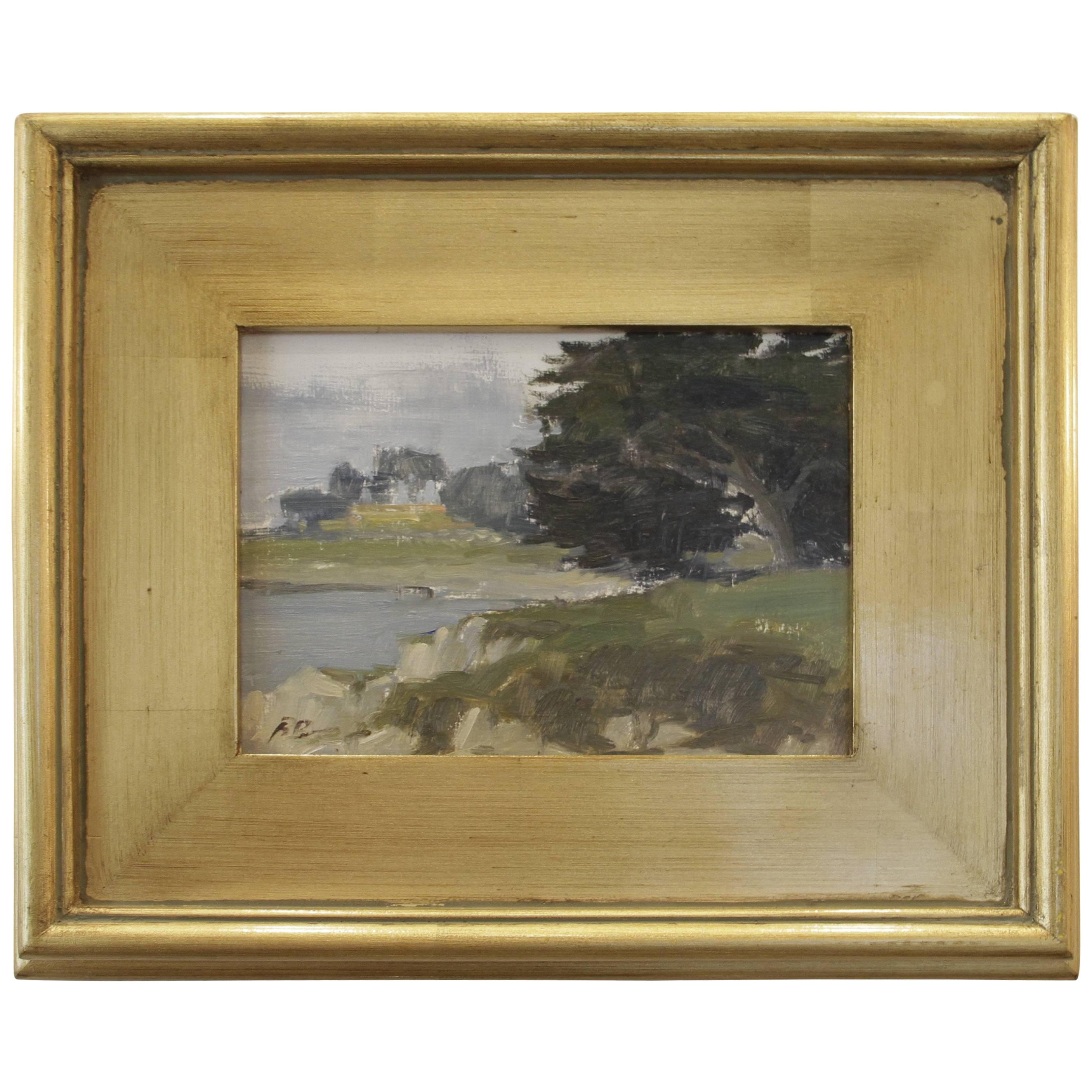 Brian Blood California Impressionist Ocean Groves Coast Oil Painting Framed