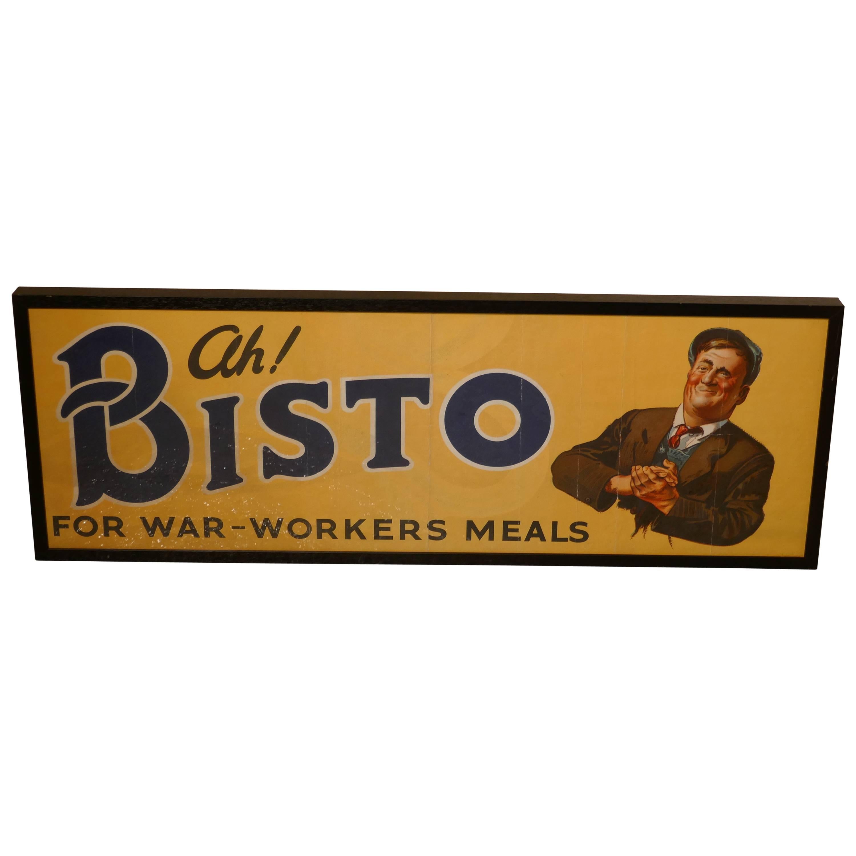Framed Bisto Advertising Sign, Ah Bisto for War-Workers Meals Advertising Sign