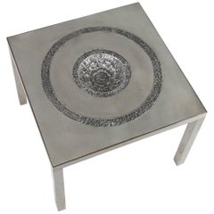 Brutalist Ashtray Table by Marc D'Haenens in Aluminium