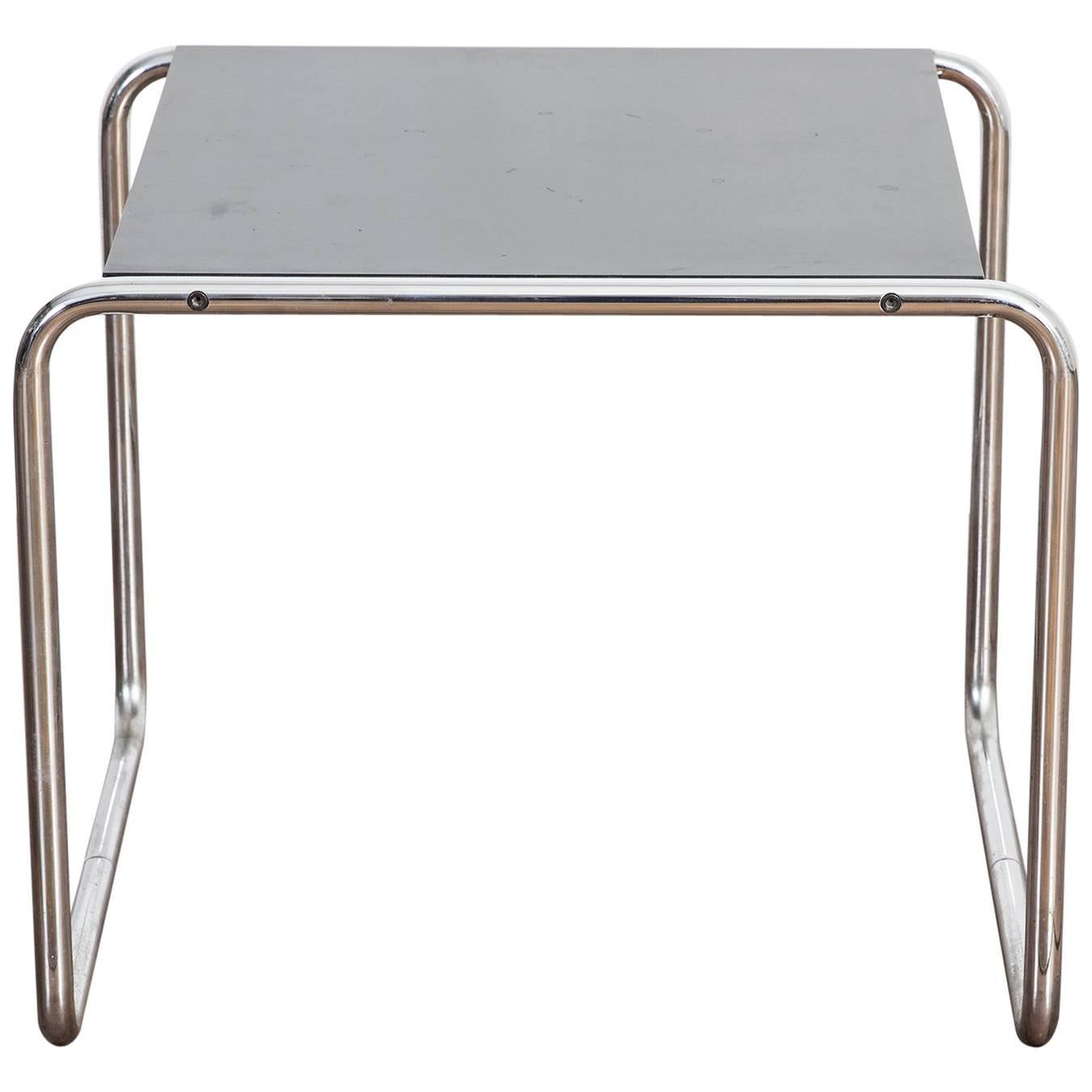 Marcel Breuer Black Laminated Wood and Steel 'Laccio' Side Table for Gavina For Sale