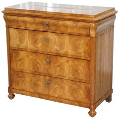 Rare Antique Swedish Biedermeier Satin Birch, circa 1840-1860 Chest of Drawers