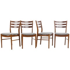 Retro 1960s Set of Four Danish Teak Chairs